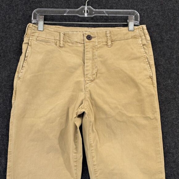 American Eagle Pants Mens 29x30 Khaki Stretch Chino Casual Flat Front Tan - Picture 2 of 9